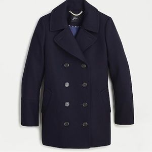 J Crew Peacoat in Double-Serge Wool Color: NAVY